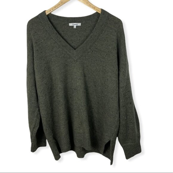Madewell Donegal Bartlett V-Neck Sweater Cozy Yarn Size XL 2020 Knit Green Boho - Picture 4 of 11